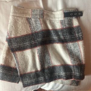 Free People Plaid Wool Asymmetrical Skitt